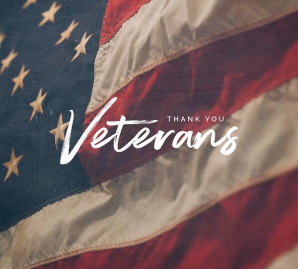 American flag with Thank You Veterans